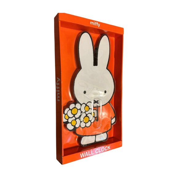 MIFFY Figure Analog Clock Orange Miffy with Flowers NWT in Box - Picture 2 of 3